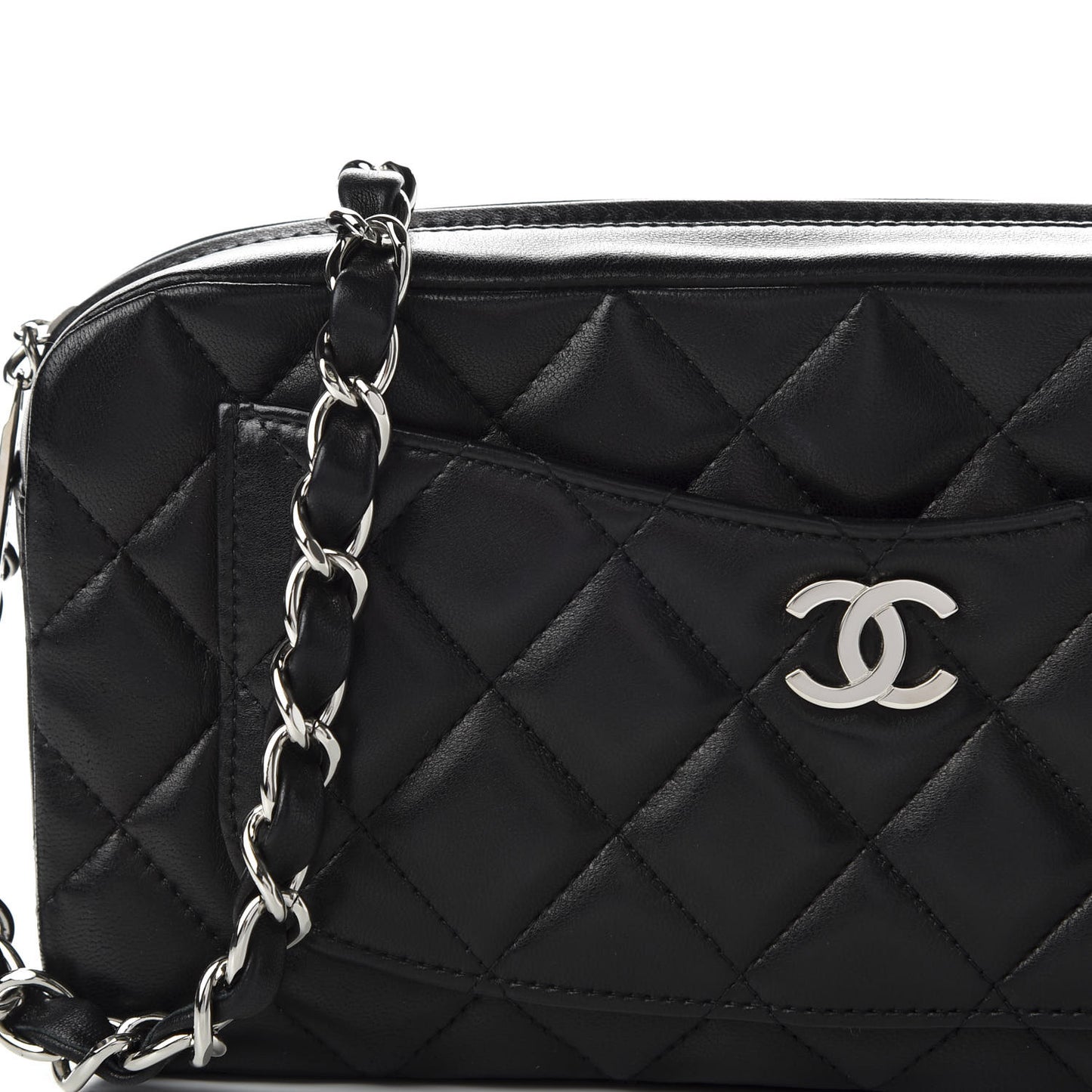 Lambskin Quilted Timeless Camera Case Black