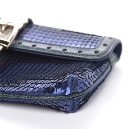 Gucci Sequin Lizard Crystal Wristlet Clutch Bag Blue 9 of 11