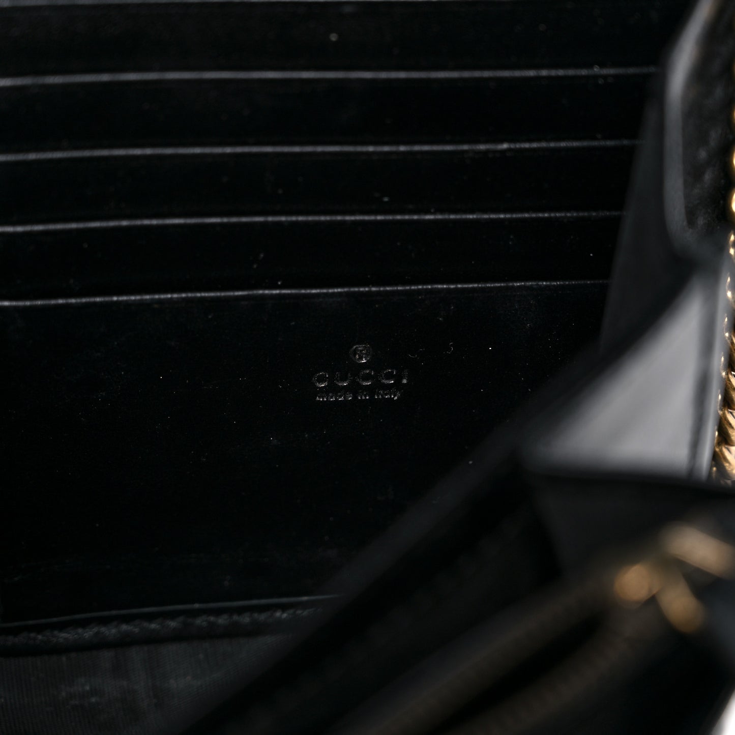 Calfskin Matelasse GG Marmont Chain Wallet Black