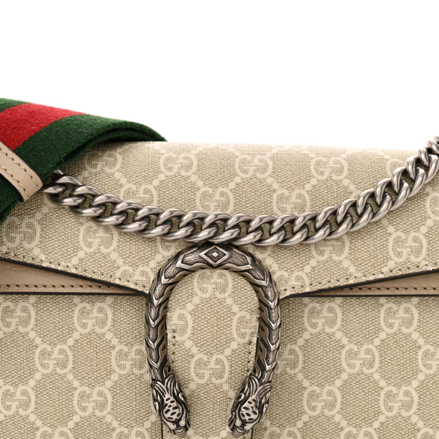 GG Supreme Monogram Textured Dollar Calfskin Dionysus Small Shoulder Bag Beige Mystic White Oatmeal