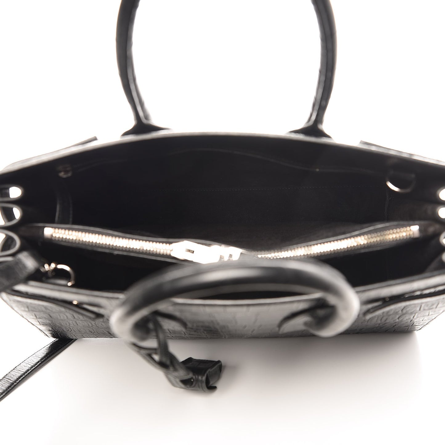 Calfskin Crocodile Embossed Small Sac de Jour Black