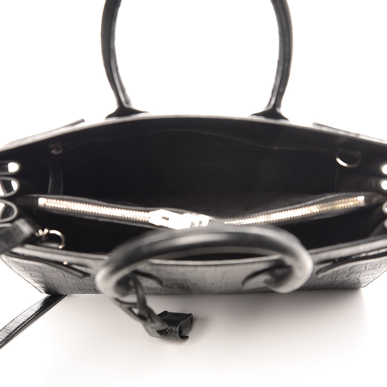 Saint Laurent Calfskin Crocodile Embossed Small Sac de Jour Black 5 of 11