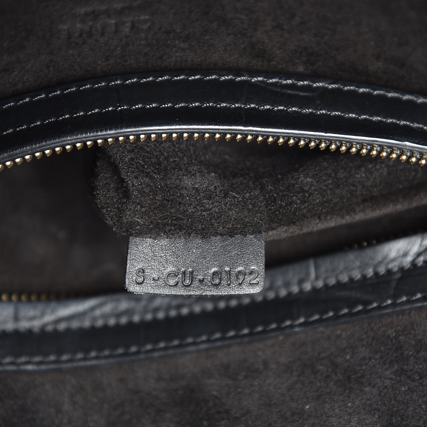 Celine Crocodile Embossed Calfskin Medium Phantom Luggage Black 7 of 10