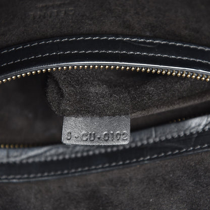 Celine Crocodile Embossed Calfskin Medium Phantom Luggage Black 7 of 10