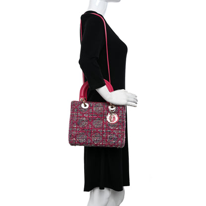 Christian Dior Tweed Medium Lady Dior Pink Multicolor 2 of 10