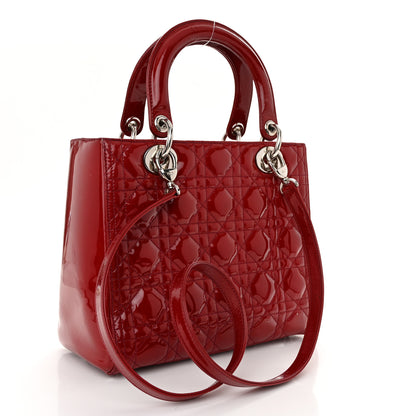 Christian Dior Patent Cannage Medium Lady Dior Red 3 of 11