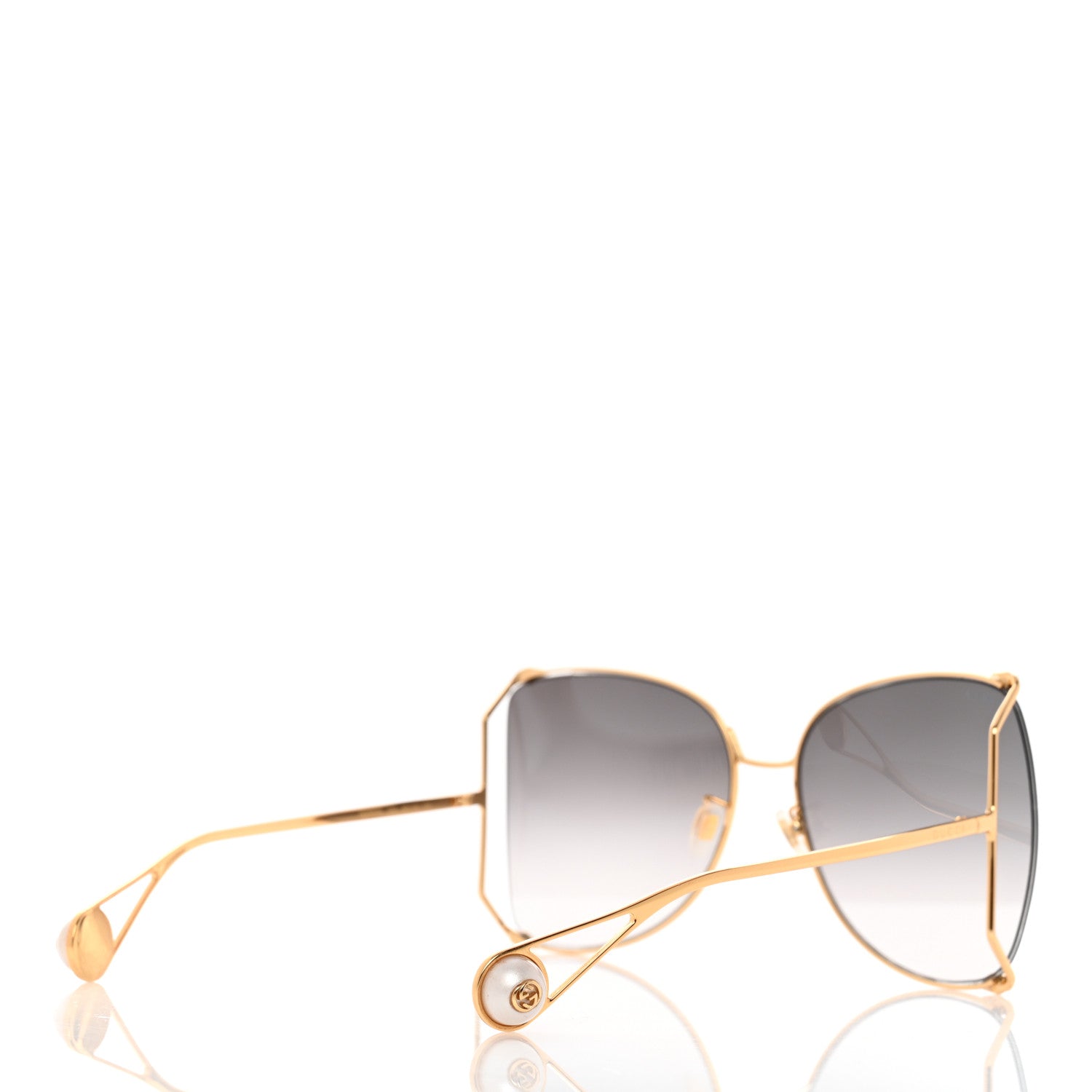 Gucci Oversized Round Sunglasses GG0252S Gold Brown 4 of 8