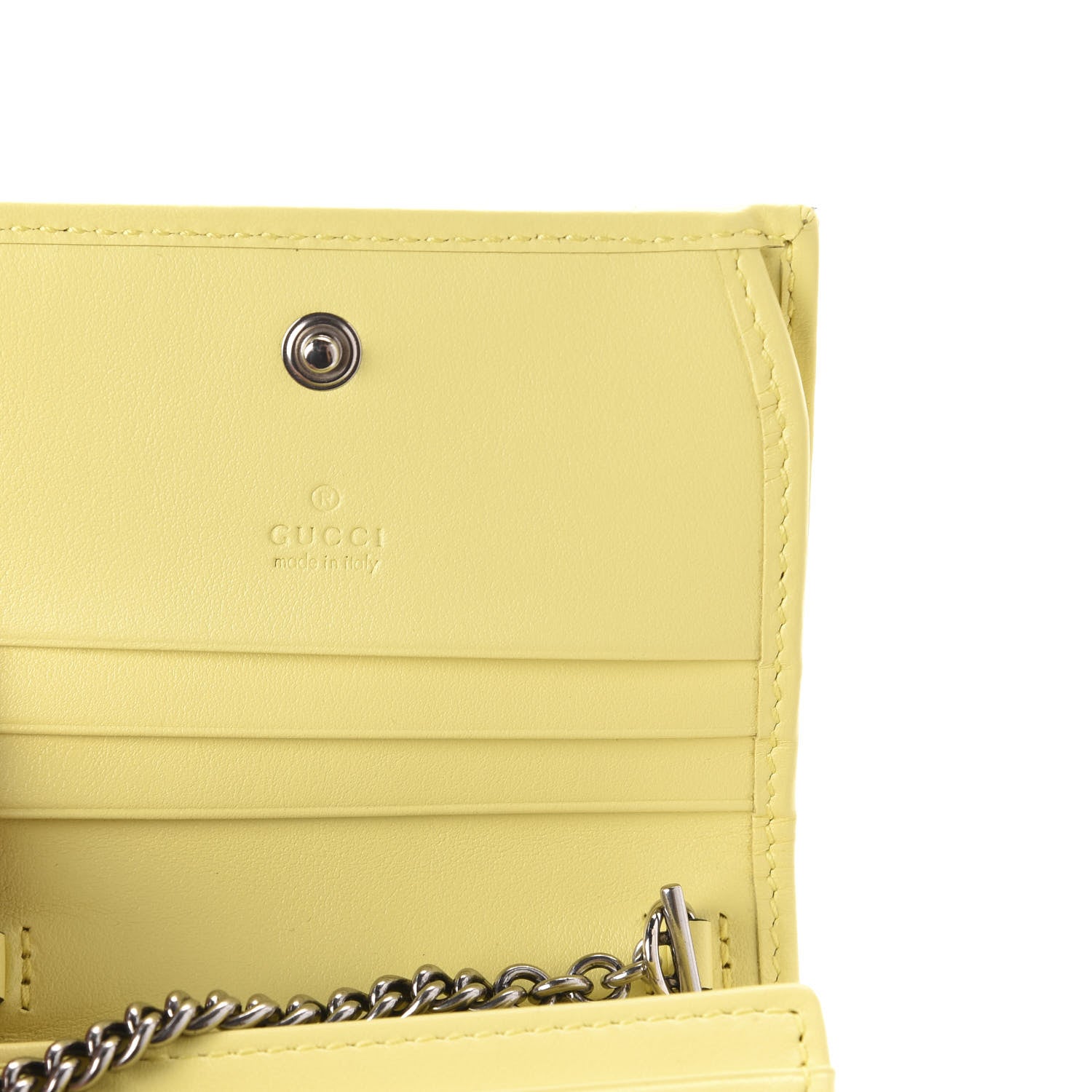 Gucci Calfskin Matelasse Mini GG Marmont Wallet On Chain Banana 6 of 12