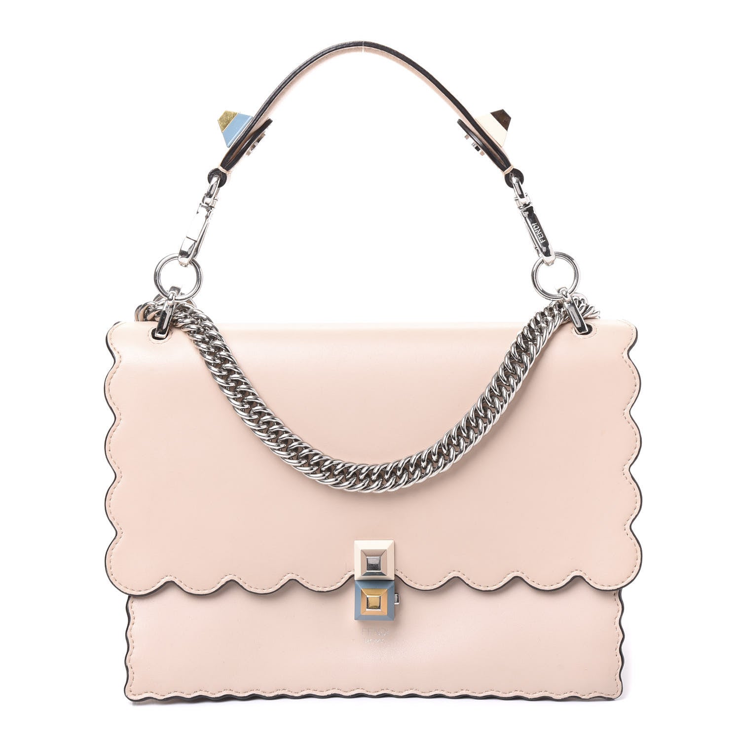 Fendi Vitello Liberty Scalloped Studded Kan I Shoulder Bag Plaster 1 of 8