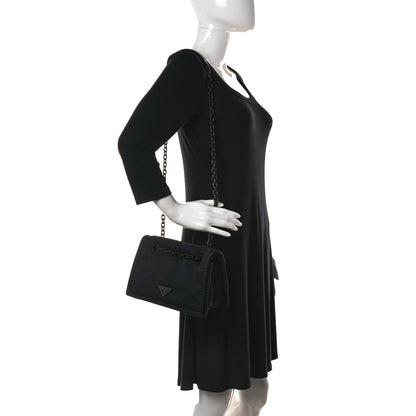 Prada Tessuto Nylon Padded Chain Shoulder Bag Black 2 of 12