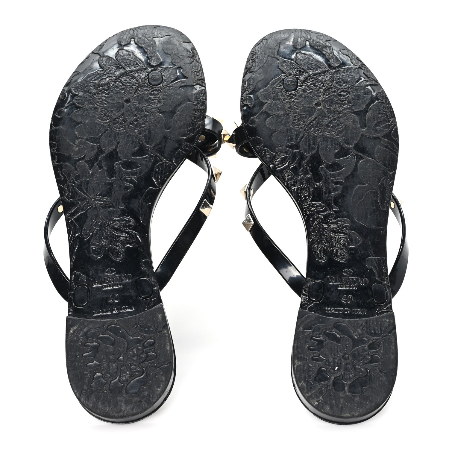 Valentino Garavani PVC Jelly Rockstud Bow Thong Sandals 40 Black 6 of 8