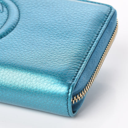 Gucci Metallic Cellarius Calfskin Soho Zip Around Wallet Deep Cobalt 6 of 10
