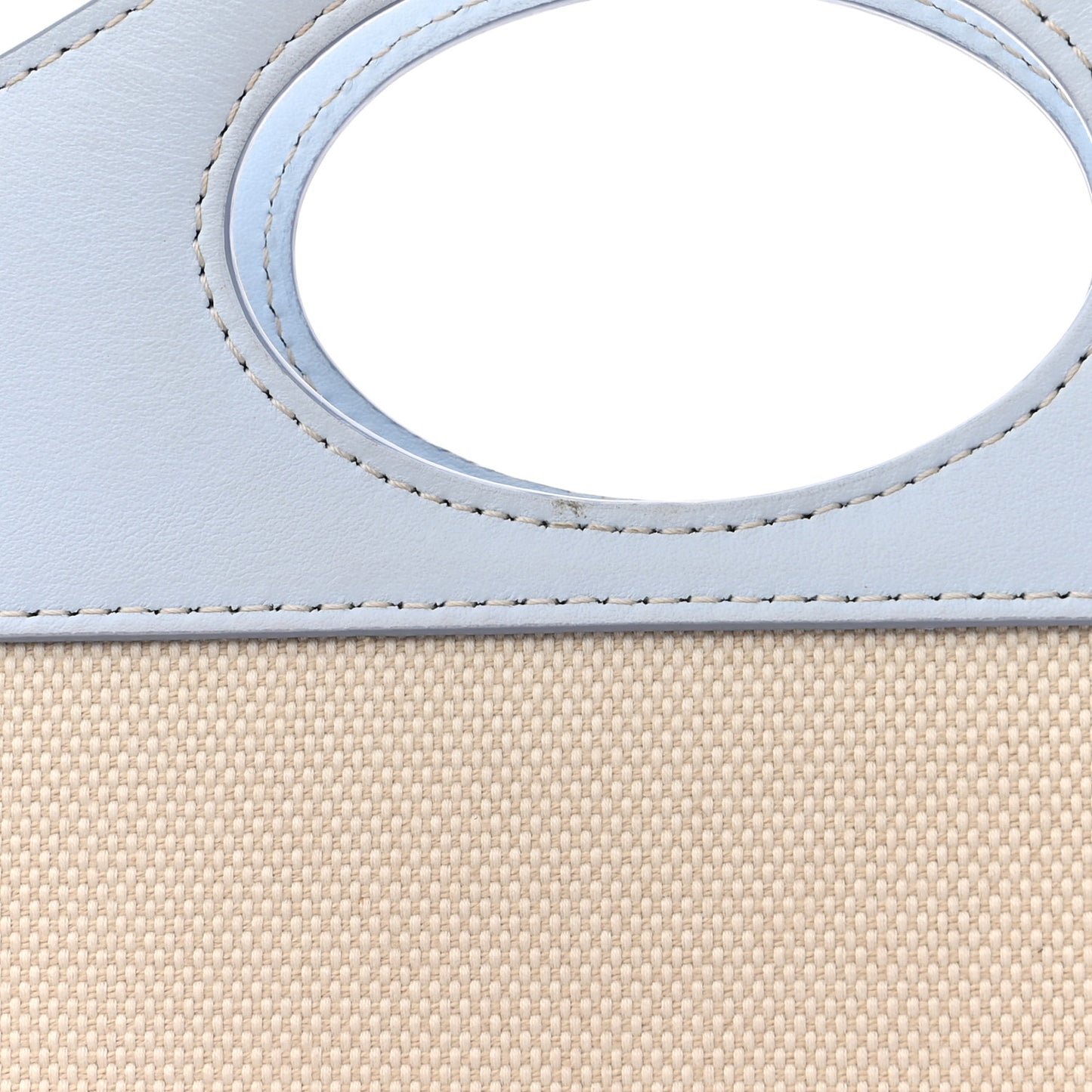 Canvas Smooth Calfskin Two Tone Mini Pocket Bag Natural Pale Blue