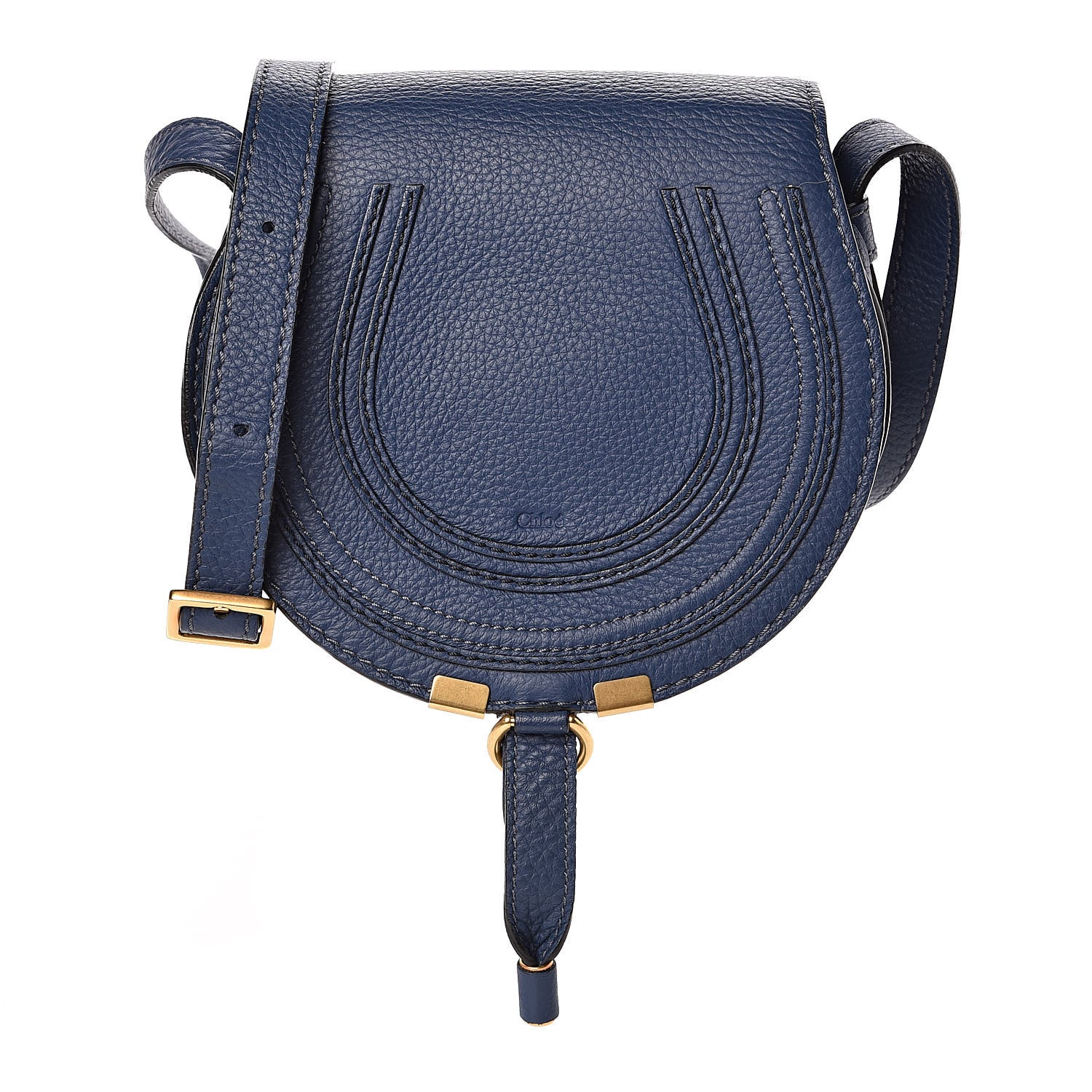 Chloe Calfskin Mini Marcie Round Crossbody Bag Royal Navy 1 of 9