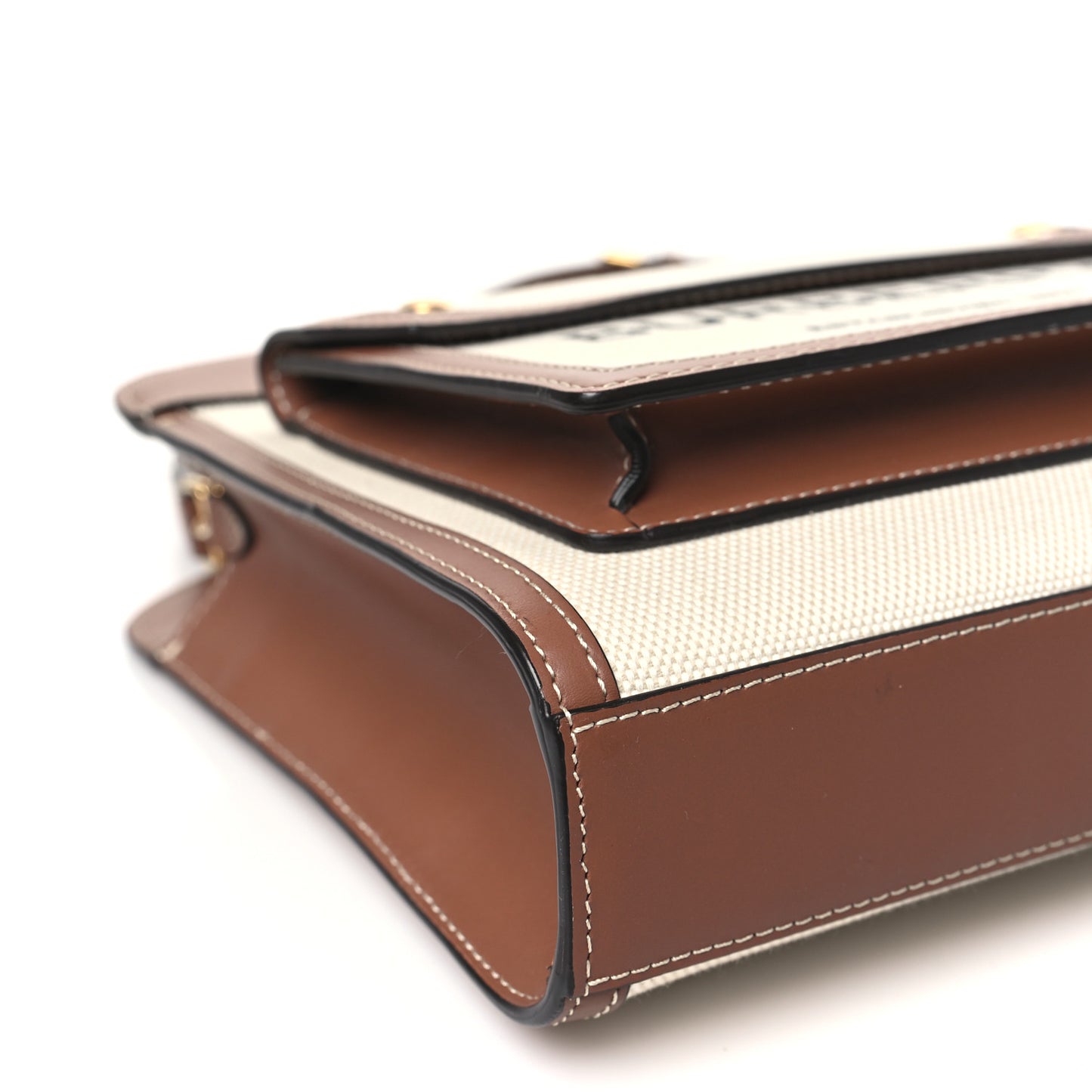 Canvas Smooth Calfskin Two Tone Mini Pocket Bag Natural Malt Brown