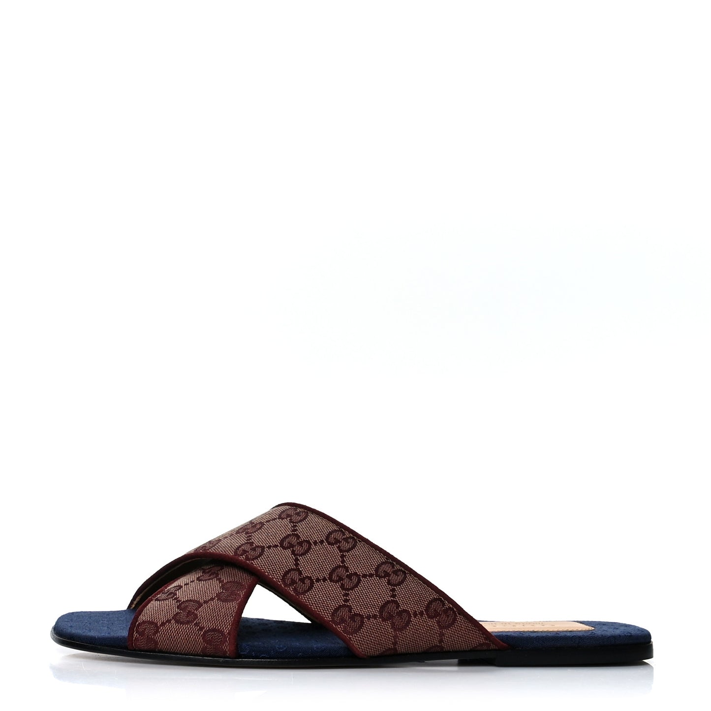 Canvas GG Monogram Mens Criss Cross Slide Sandals 10 Sahara Rubino Chardonnay