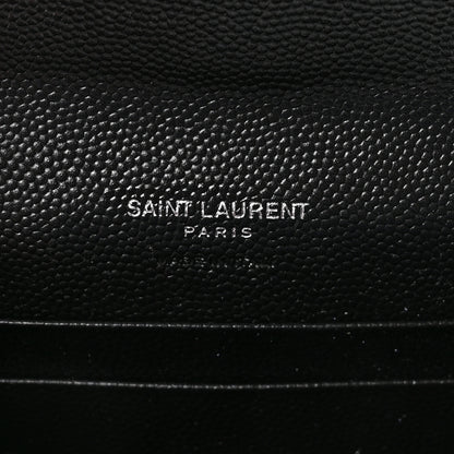 Saint Laurent Grain De Poudre Matelasse Chevron Small Monogram Envelope Wallet Black 6 of 7