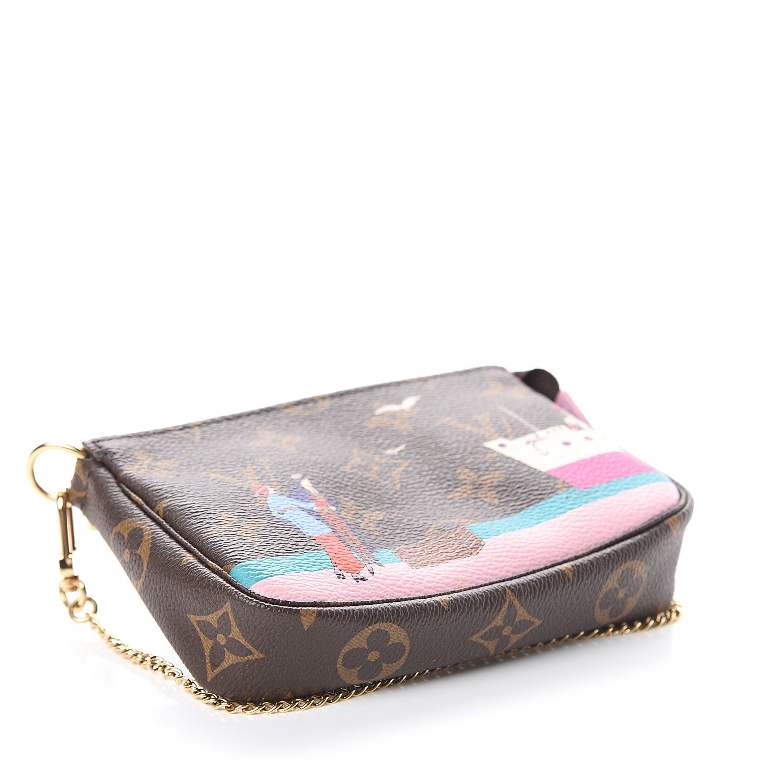 Louis Vuitton Monogram 2016 Christmas Animation Mini Pochette Accessories Rose Ballerine 3 of 5