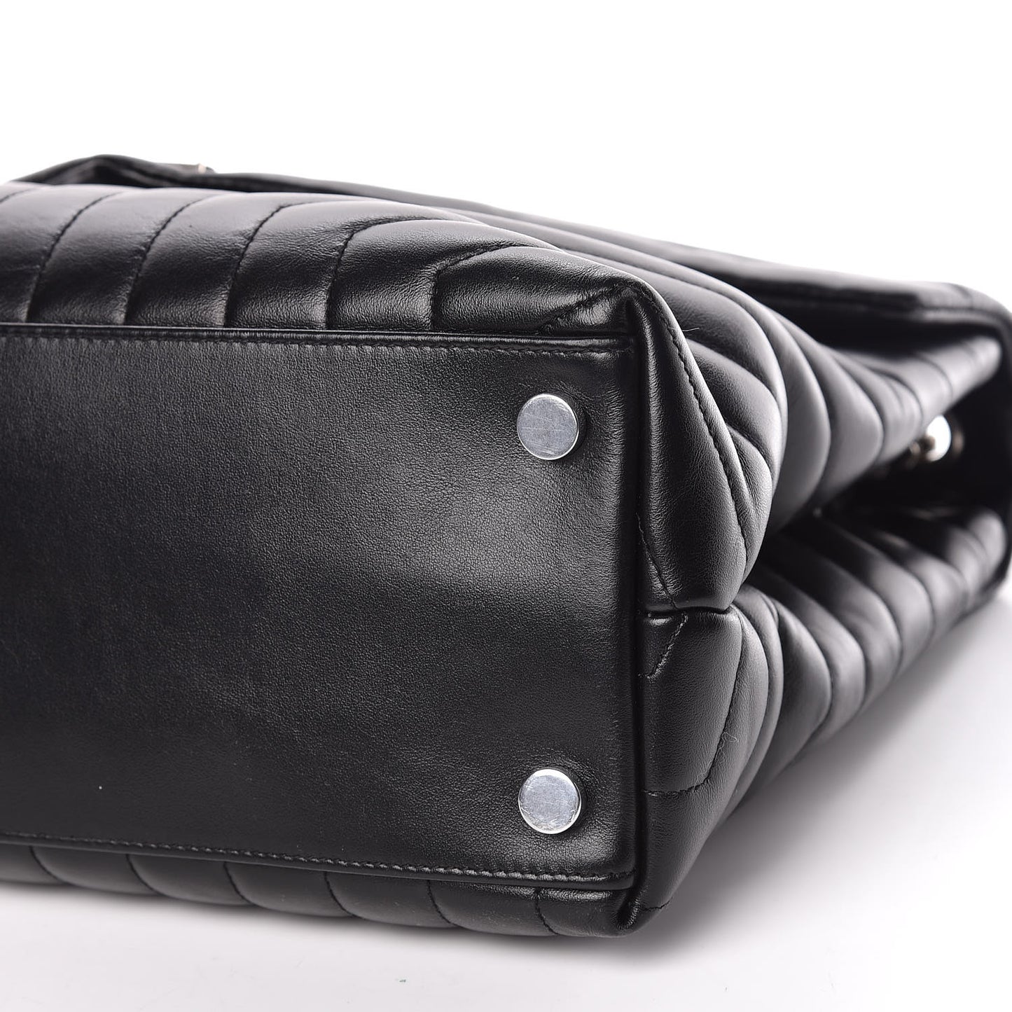 Calfskin Y Quilted Monogram Large Loulou Chain Satchel Black