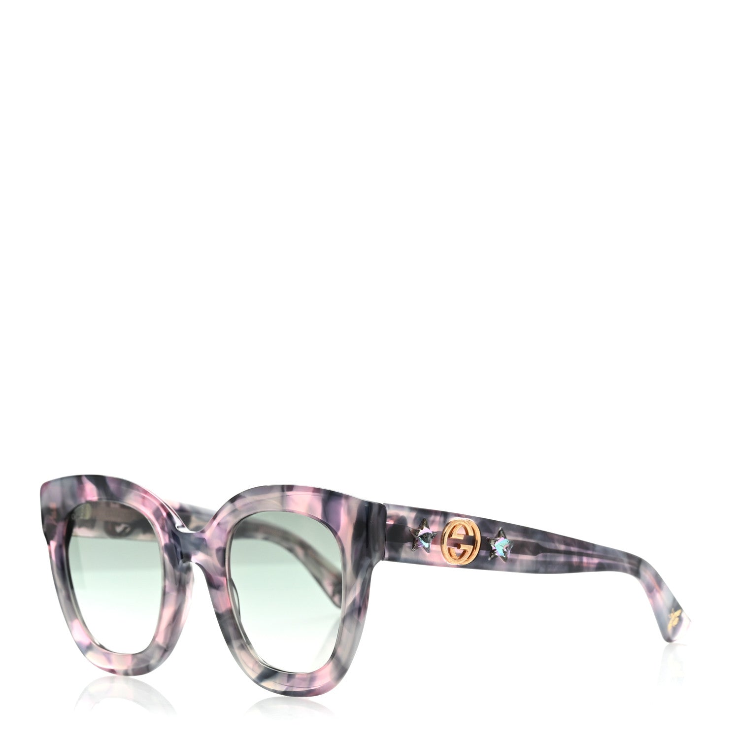Gucci Round Frame GG Star Sunglasses GG0207S Grey Pink 1 of 8