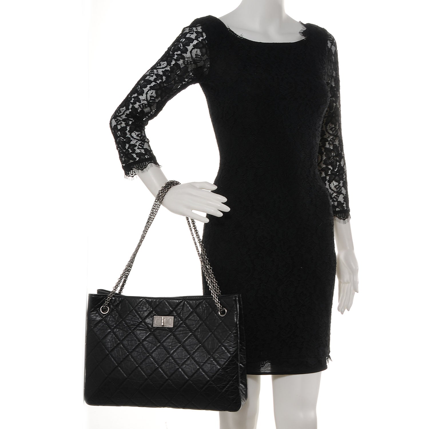 Chanel Aged Calfskin Reissue 2.55 Tote Black 2 of 7