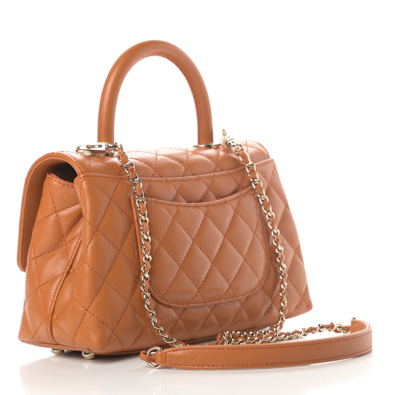 Chanel Caviar Quilted Mini Coco Handle Flap Light Brown 3 of 11
