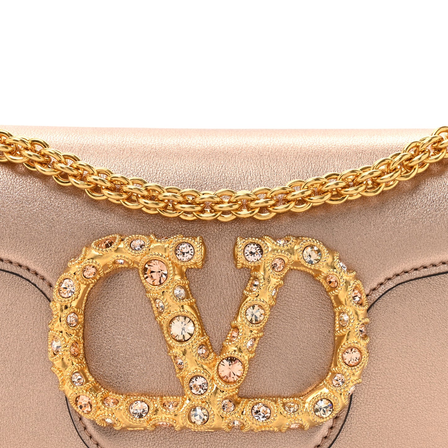 Laminated Calfskin Jewels Vlogo Small Loco Shoulder Bag Rose Cannelle