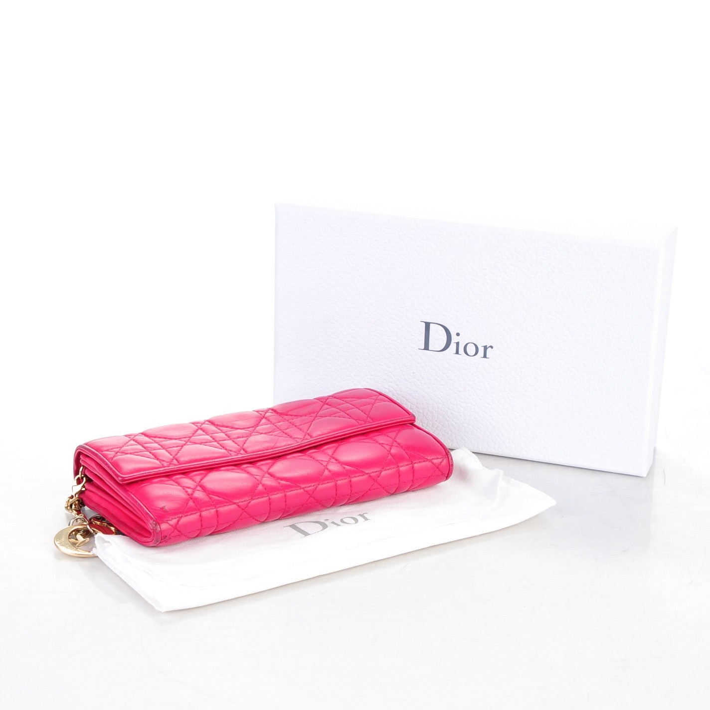 Christian Dior Lambskin Cannage Rendez-vous Chain Wallet Pink 4 of 9