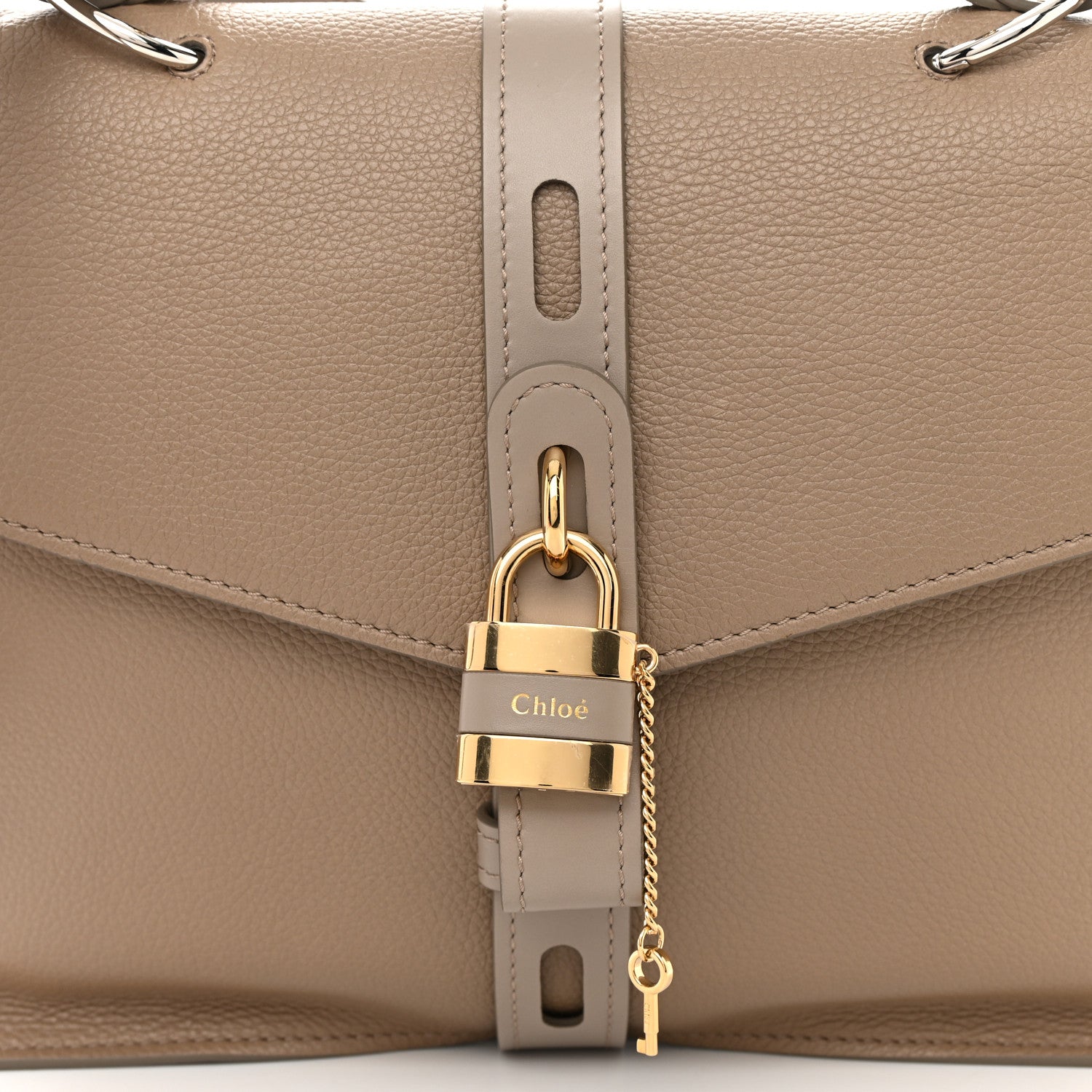 Chloe Grained Deerskin Shiny Calfskin Large Aby Day Shoulder Bag Motty Grey 8 of 16