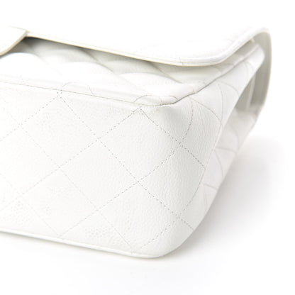 Chanel Caviar Quilted Jumbo Double Flap White 9 of 10