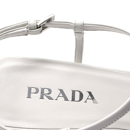 Prada Calfskin T Strap Slingback Pumps 39 White 8 of 9