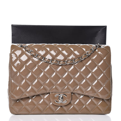 Chanel Patent Calfskin Quilted Maxi Double Flap Grey 12 of 12