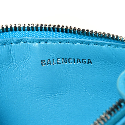 Balenciaga Grained Calfskin Logo Large Cash Long Coin Card Holder Azur White 6 of 8