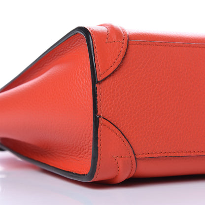 Celine Drummed Calfskin Nano Luggage Vermillion 11 of 12