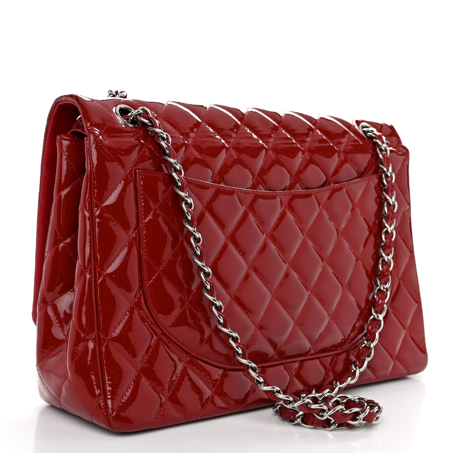 Patent Quilted Maxi Double Flap Red