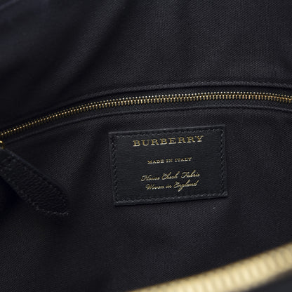 Burberry Derby Calfskin House Check Medium Welburn Tote Black 6 of 10