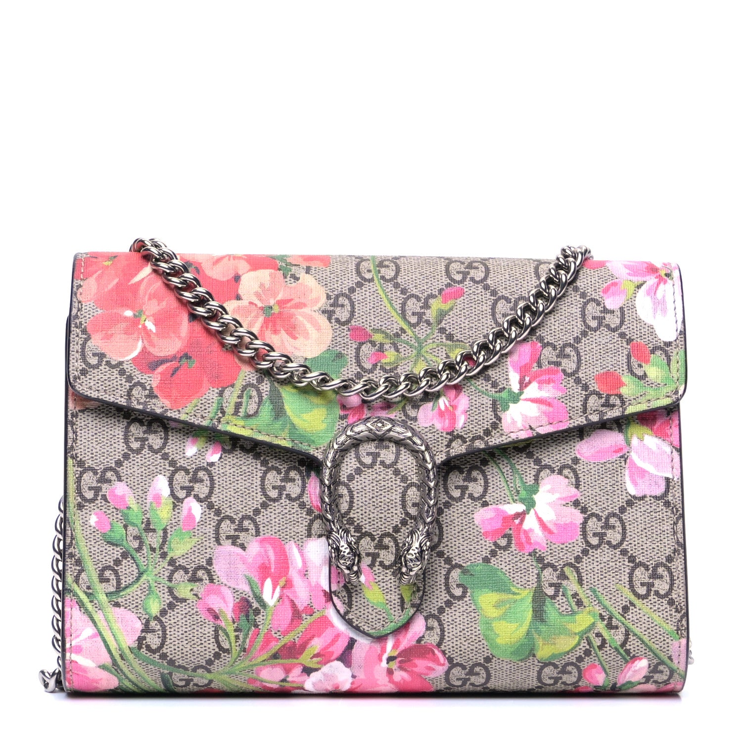 Gucci GG Supreme Monogram Blooms Mini Dionysus Chain Wallet Beige Multicolor Dry Rose 1 of 5