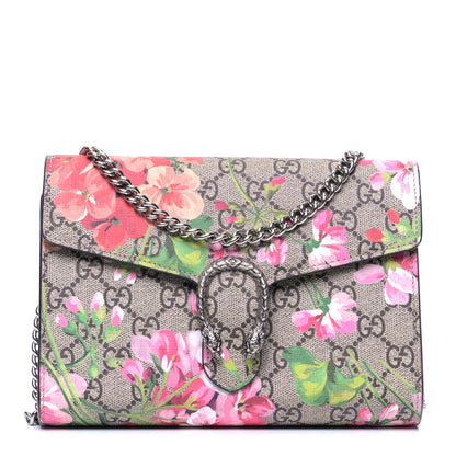 Gucci GG Supreme Monogram Blooms Mini Dionysus Chain Wallet Beige Multicolor Dry Rose 1 of 5