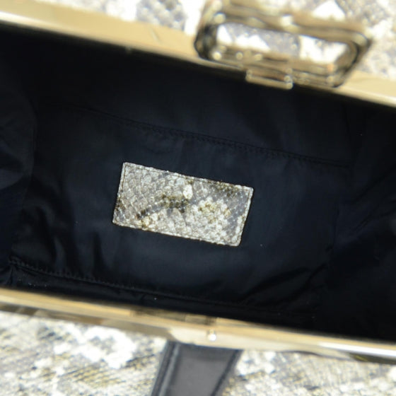 Snake Embossed Leather Tai Dopp Kit Bag