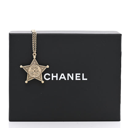 Chanel Metal Paris Dallas CC Star Pendant Necklace Gold 7 of 7