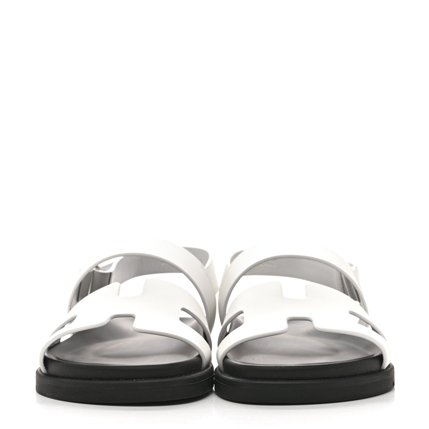 Hermes Calfskin Womens Genius Sandals 37 White 3 of 10