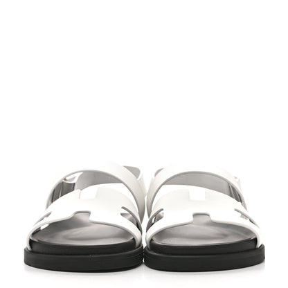 Hermes Calfskin Womens Genius Sandals 37 White 3 of 10
