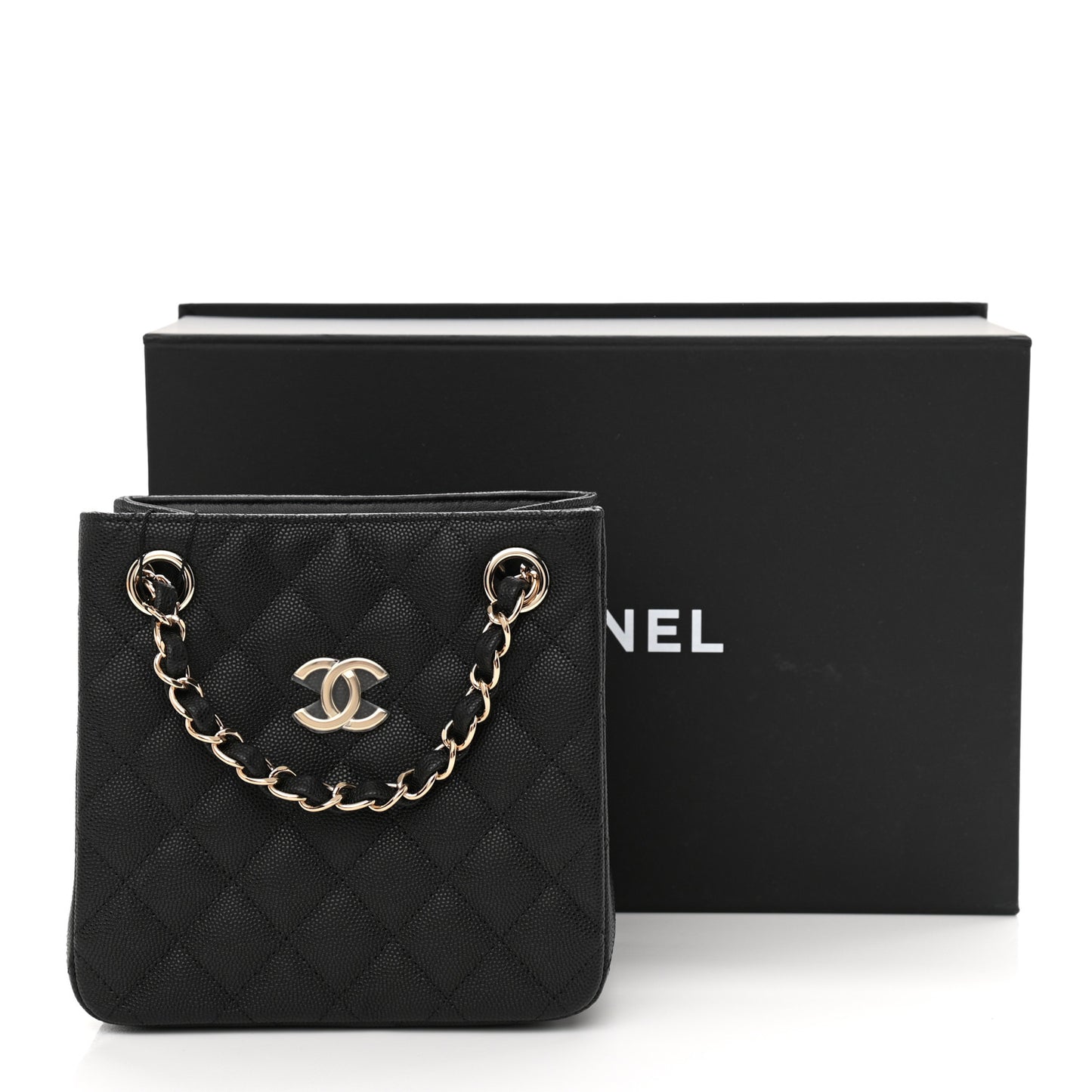 Caviar Quilted Mini Bucket Bag Black