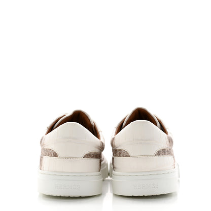 Hermes Matte Niloticus Crocodile Himalaya Day Sneaker 37.5 Blanc 5 of 13