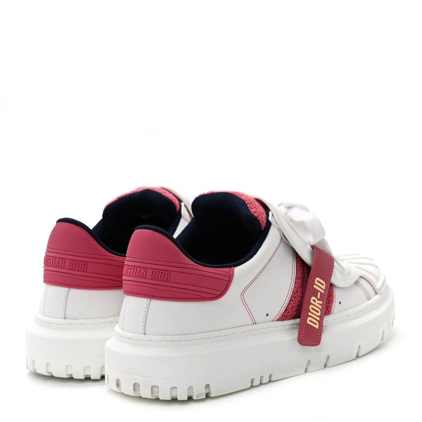 Suede Patent Terry Cloth Dior-ID Platform Sneakers 40 White Framboise