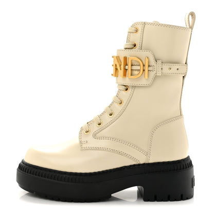 Fendi Vitello Abrasivato Fendigraphy 50mm Biker Boots 36 White 1 of 11