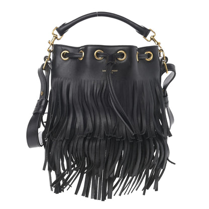 Saint Laurent Calfskin Small Emmanuelle Fringe Hobo Bag Black 1 of 12