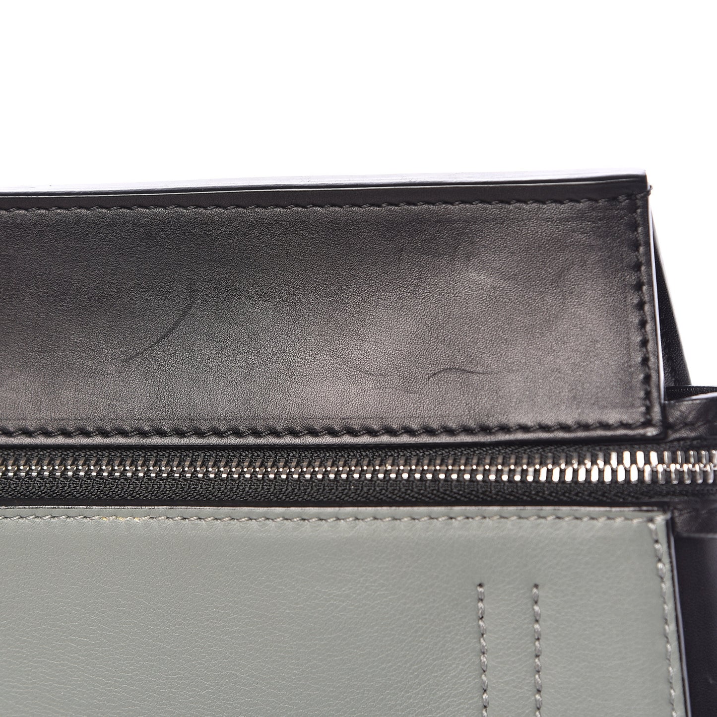 Smooth Calfskin Large Bi-Color Edge Shoulder Bag Almond