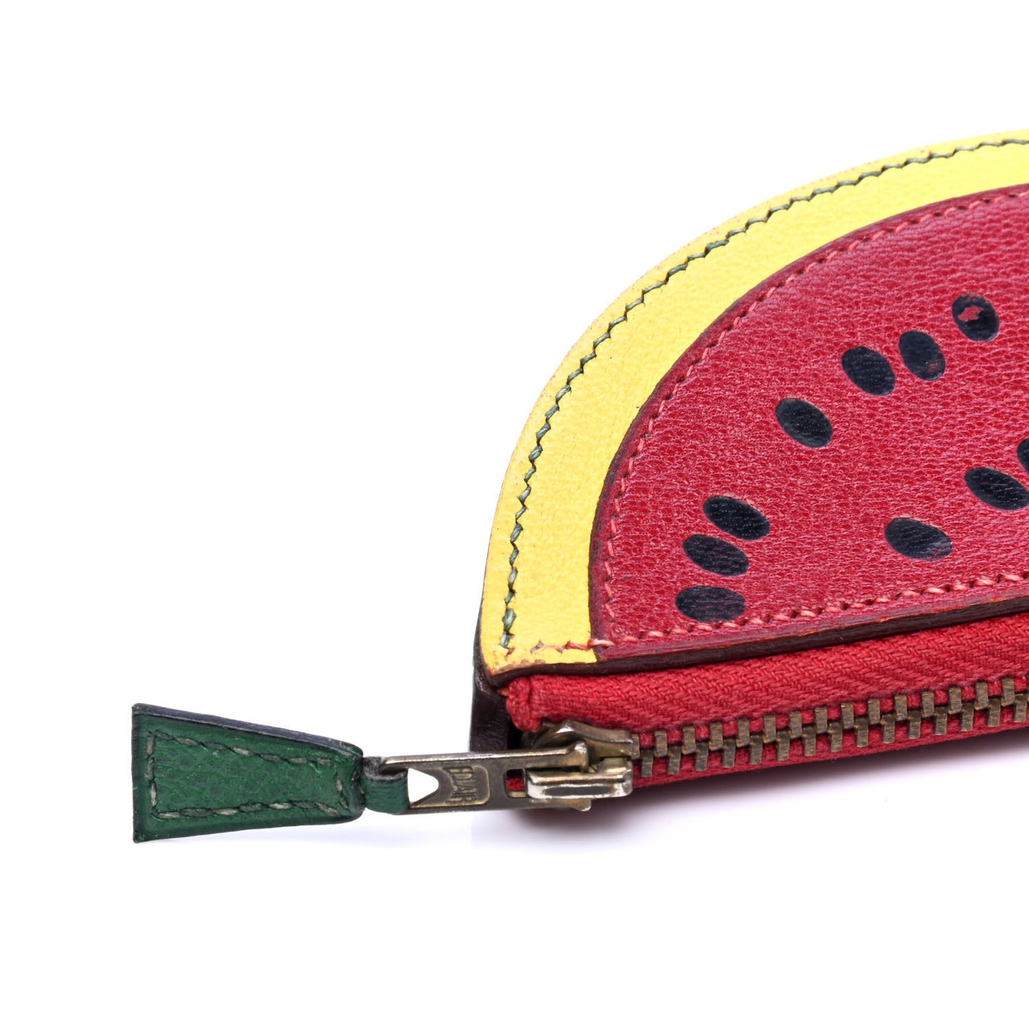 Chevre Mysore Courchevel Watermelon Coin Purse Rouge Garance Vert Clair