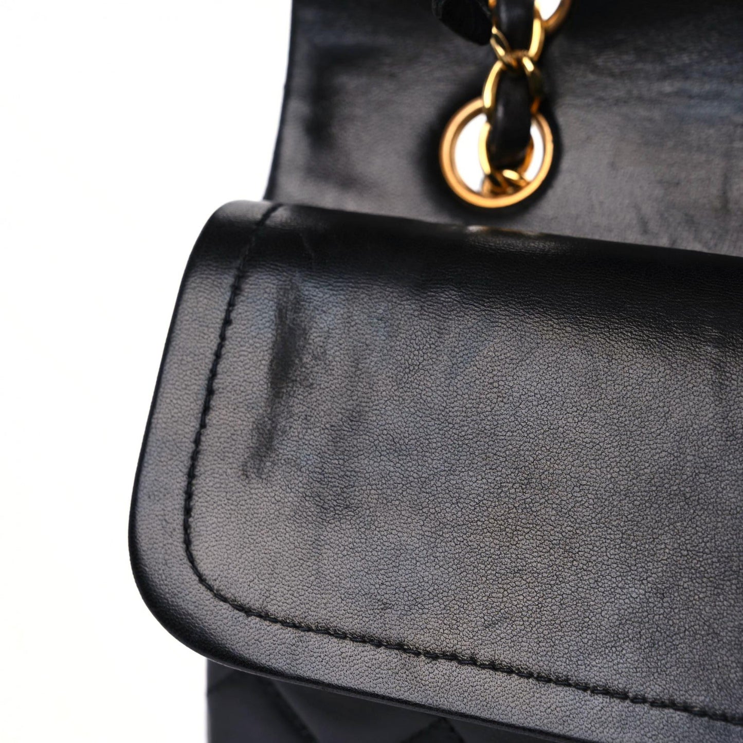 Lambskin Quilted Medium Double Flap Black